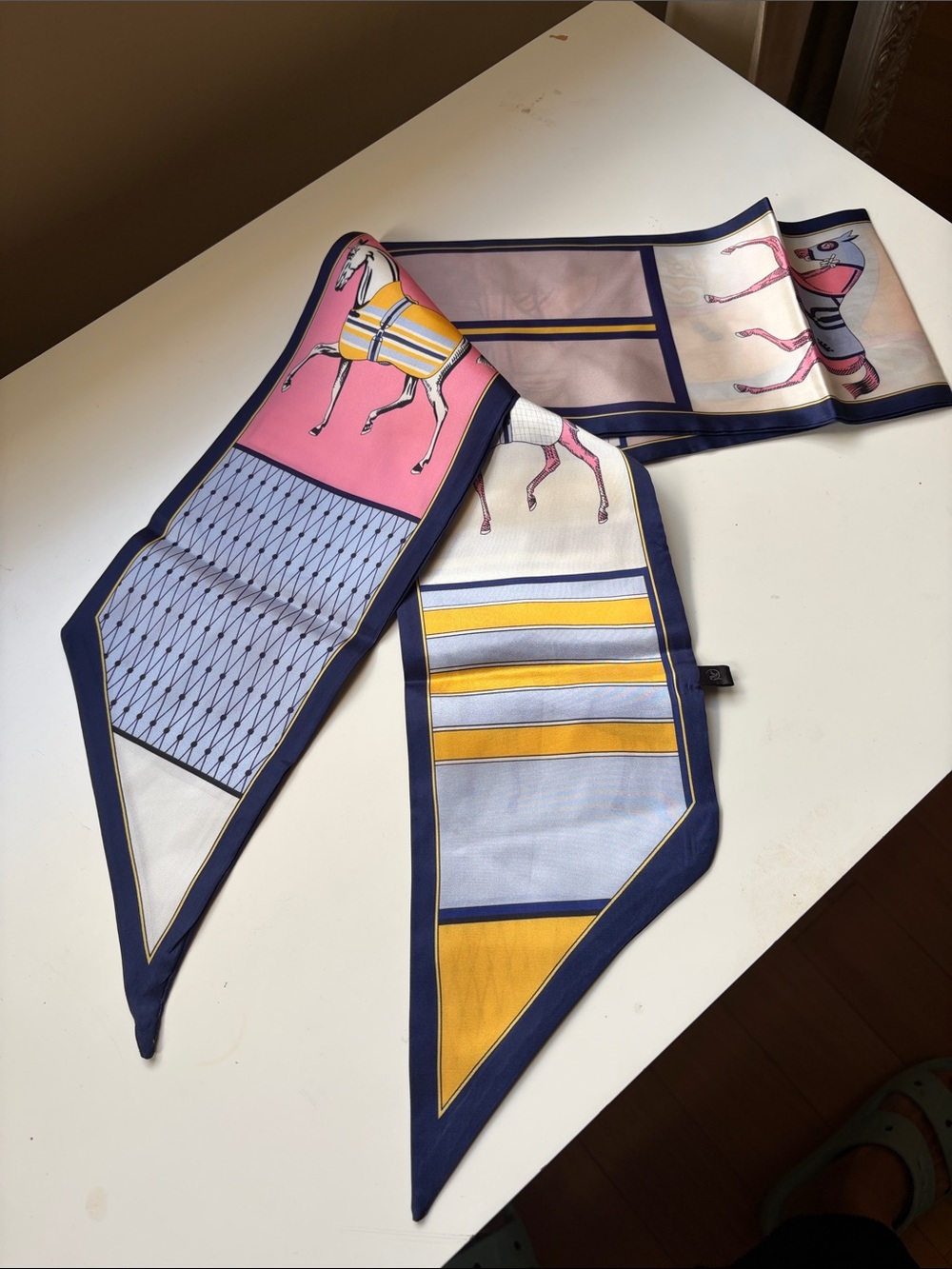 Anthropologie Horse Print Scarf in Pink, Yellow, Blue